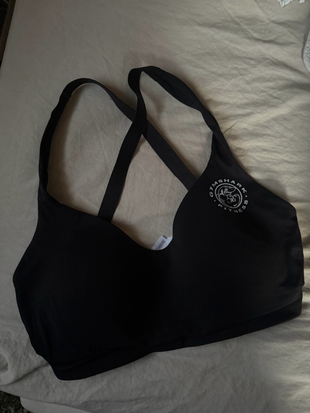 Gymshark Black Strappy Cross-Back Sports Bra with Logo